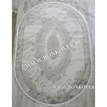 Ковер Турция Для Гостиной Дизайн 93 Серый с Бежевым Овал