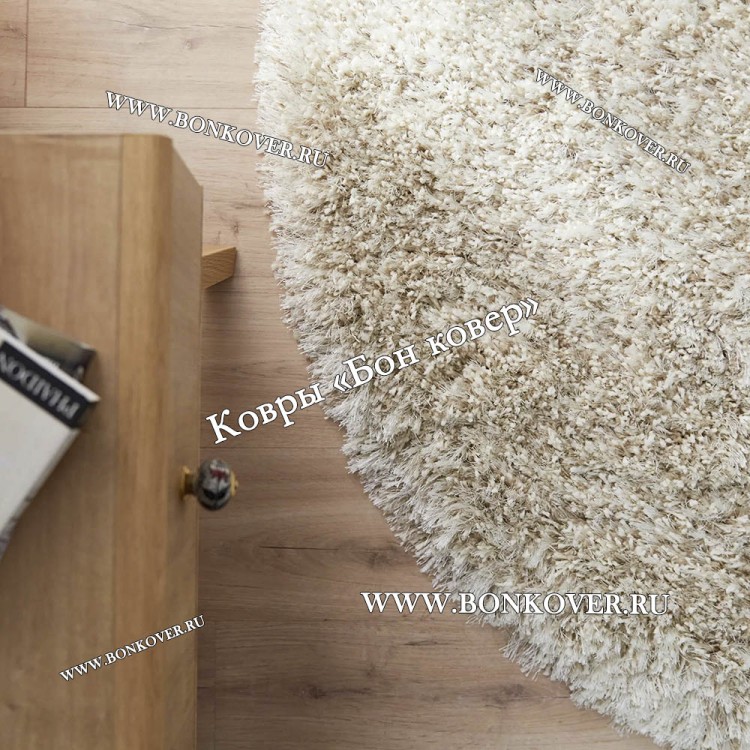 Длинноворсный ковер для гостиной 01 Бежевый Круг